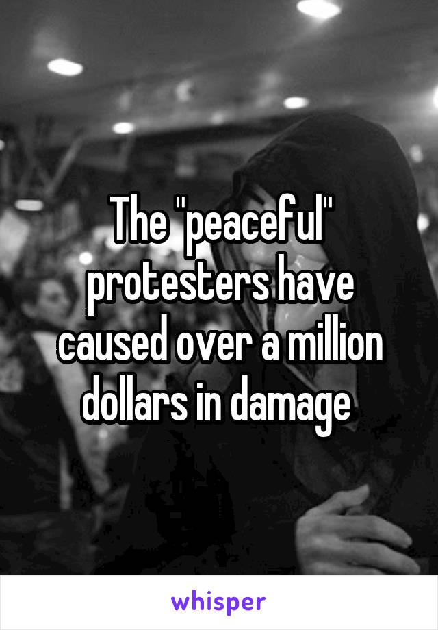 The "peaceful" protesters have caused over a million dollars in damage 
