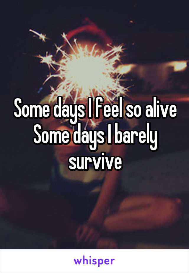 Some days I feel so alive
Some days I barely survive