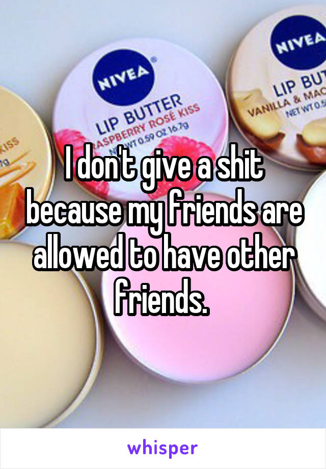 I don't give a shit because my friends are allowed to have other friends. 