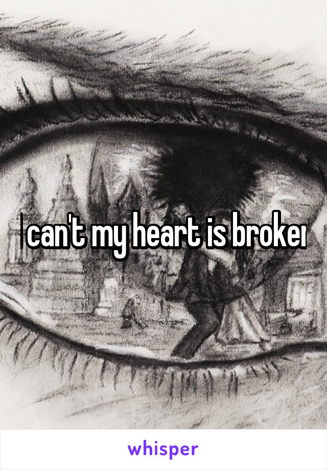 I can't my heart is broken
