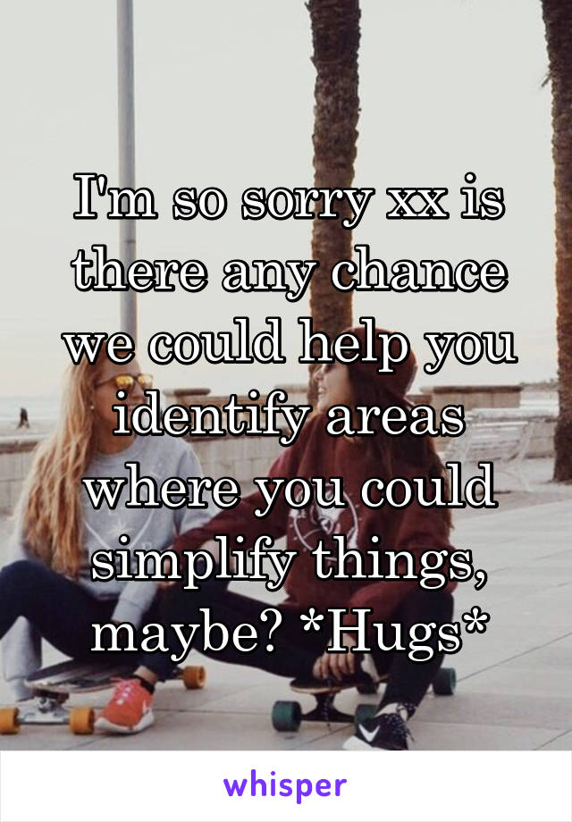 I'm so sorry xx is there any chance we could help you identify areas where you could simplify things, maybe? *Hugs*