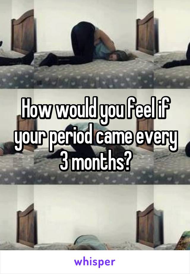 How would you feel if your period came every 3 months?