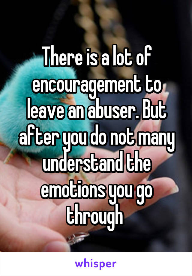 There is a lot of encouragement to leave an abuser. But after you do not many understand the emotions you go through 