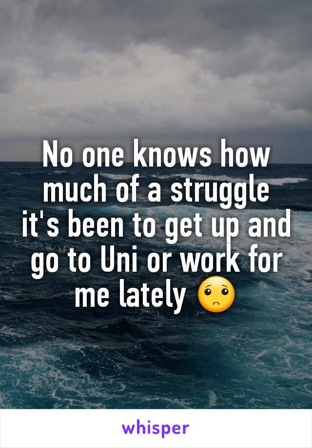 No one knows how much of a struggle it's been to get up and go to Uni or work for me lately 🙁