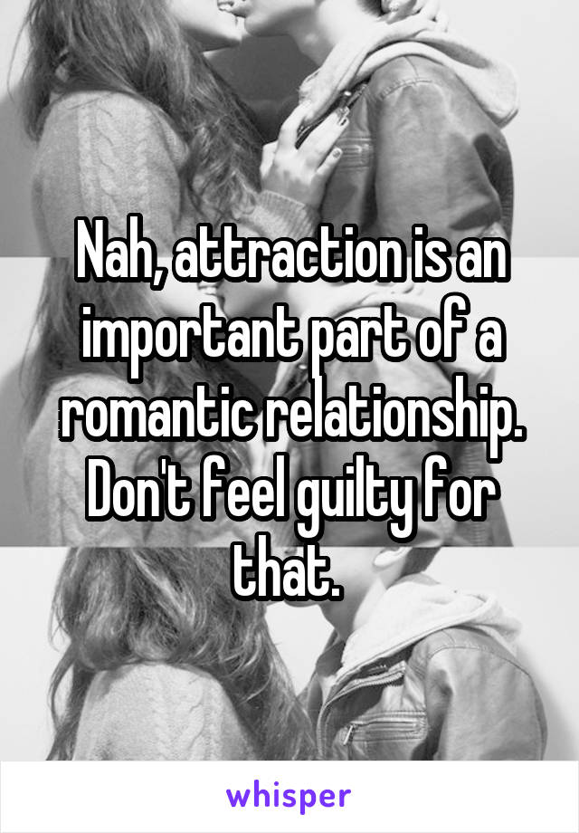 Nah, attraction is an important part of a romantic relationship. Don't feel guilty for that. 