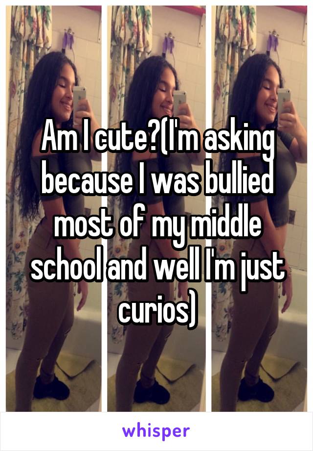 Am I cute?(I'm asking because I was bullied most of my middle school and well I'm just curios)