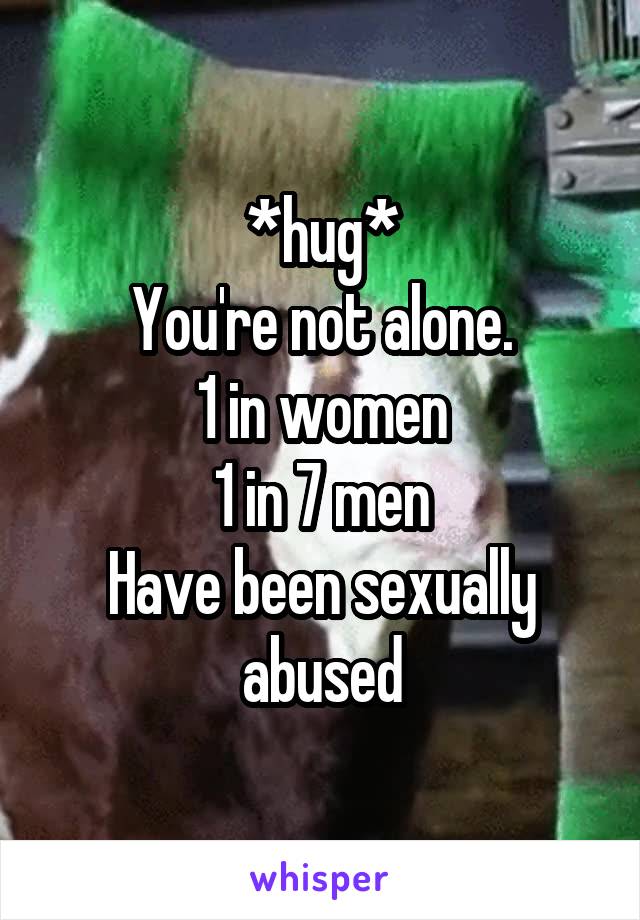 *hug*
You're not alone.
1 in women
1 in 7 men
Have been sexually abused