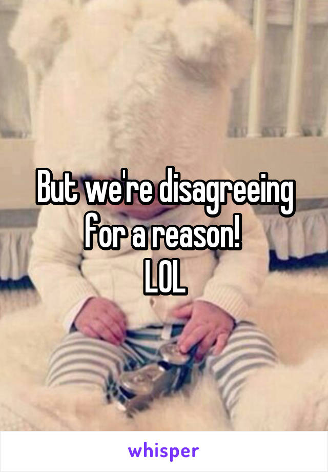 But we're disagreeing for a reason! 
LOL