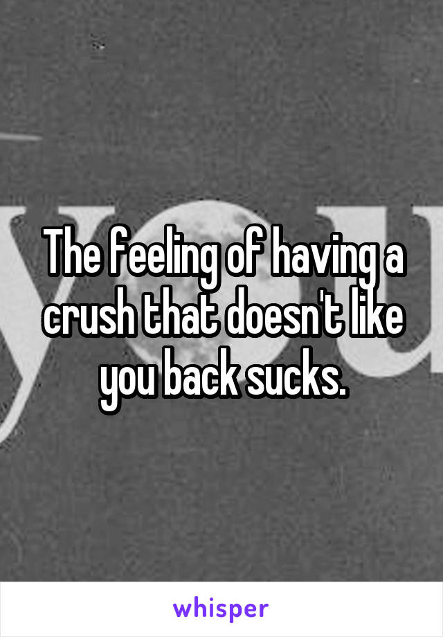 The feeling of having a crush that doesn't like you back sucks.