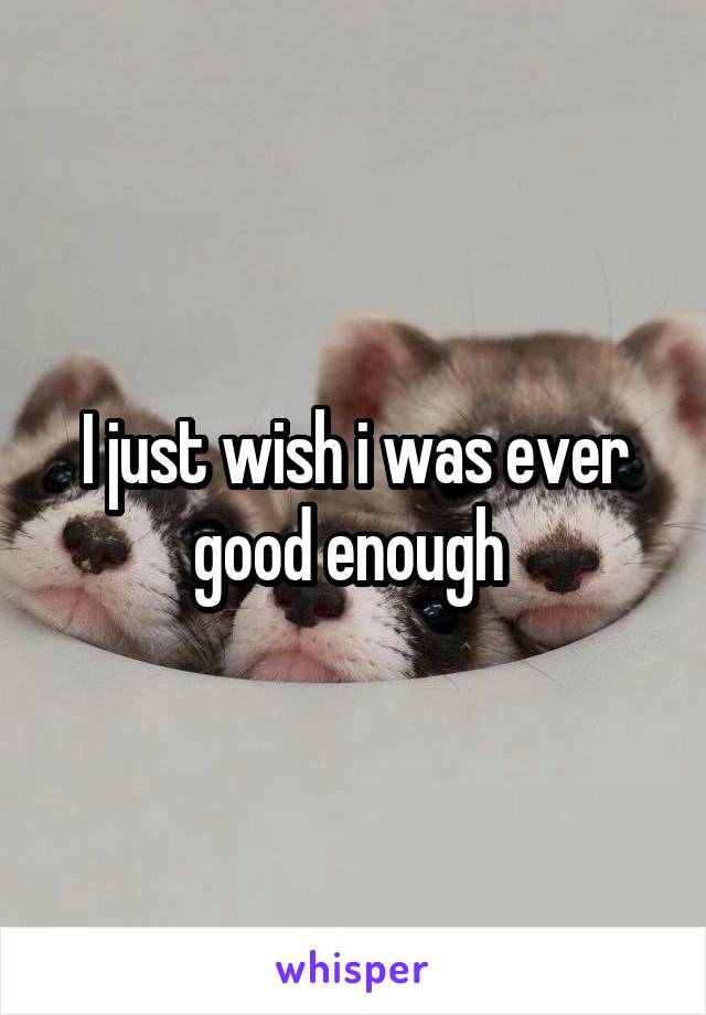 I just wish i was ever good enough 