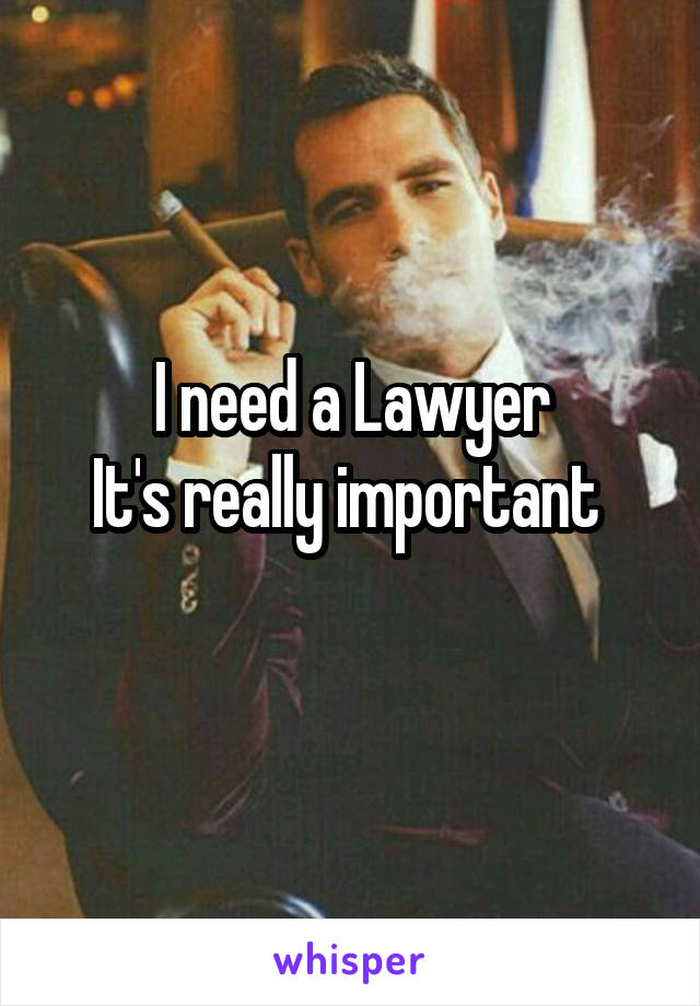 I need a Lawyer
It's really important 

