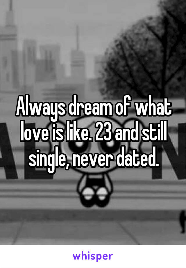 Always dream of what love is like. 23 and still single, never dated.