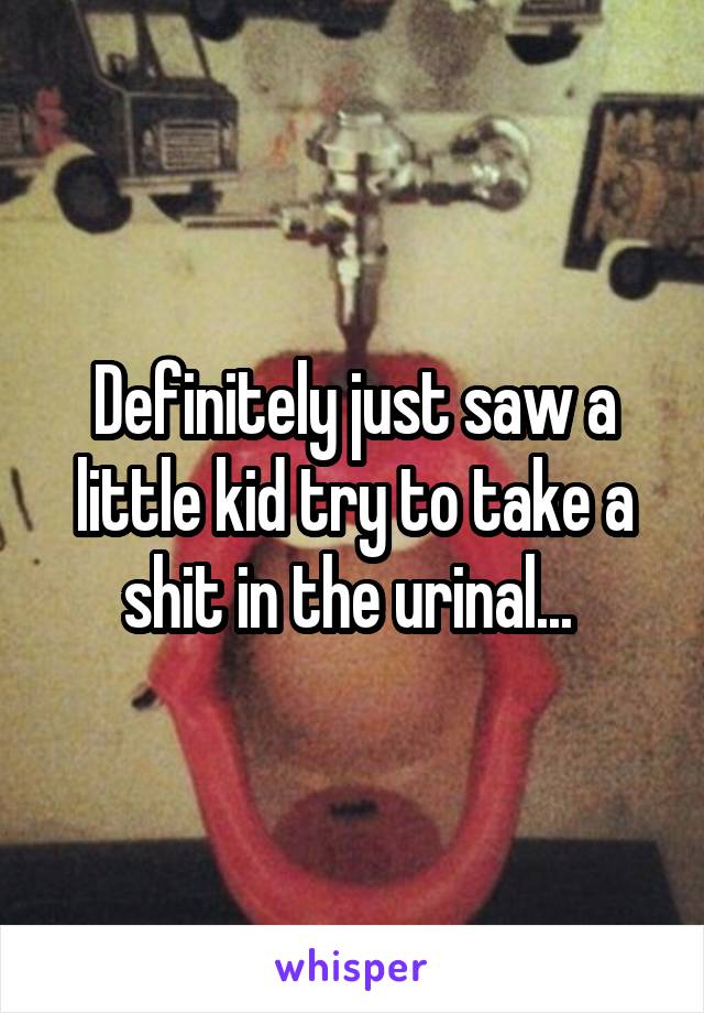 Definitely just saw a little kid try to take a shit in the urinal... 