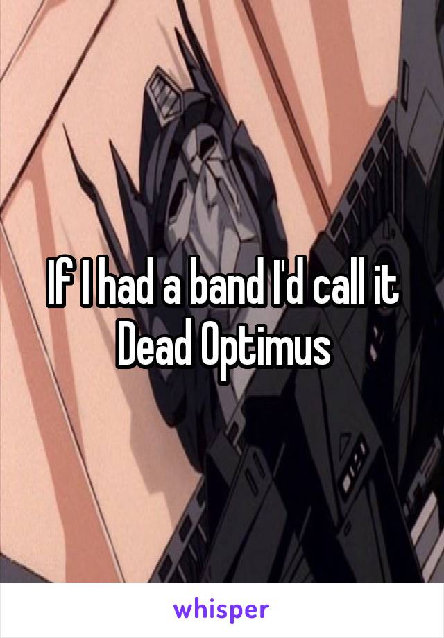 If I had a band I'd call it Dead Optimus