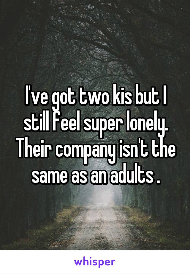 I've got two kis but I still feel super lonely. Their company isn't the same as an adults .