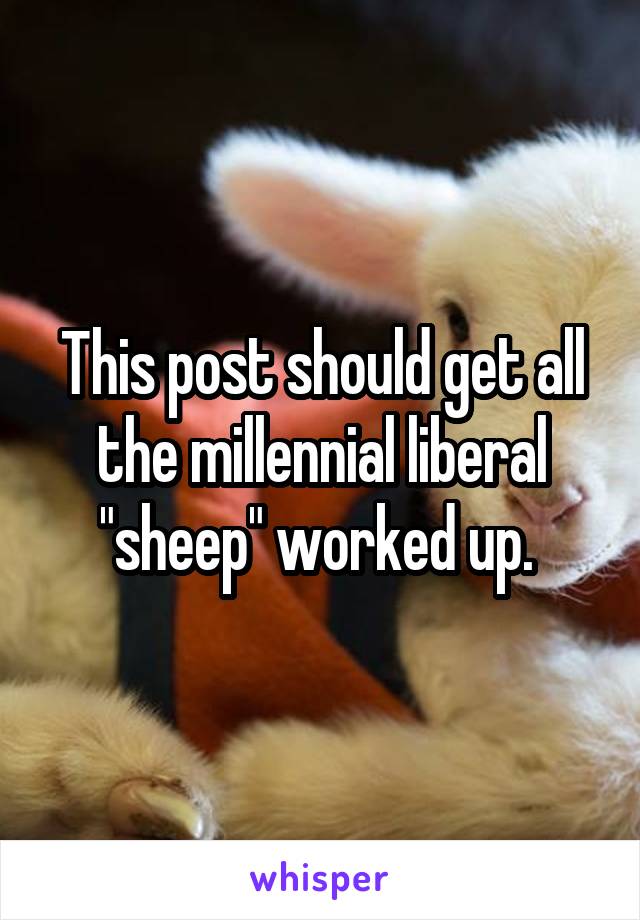 This post should get all the millennial liberal "sheep" worked up. 