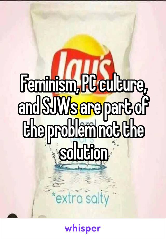 Feminism, PC culture, and SJWs are part of the problem not the solution
