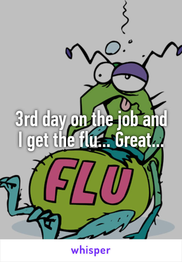 3rd day on the job and I get the flu... Great...
