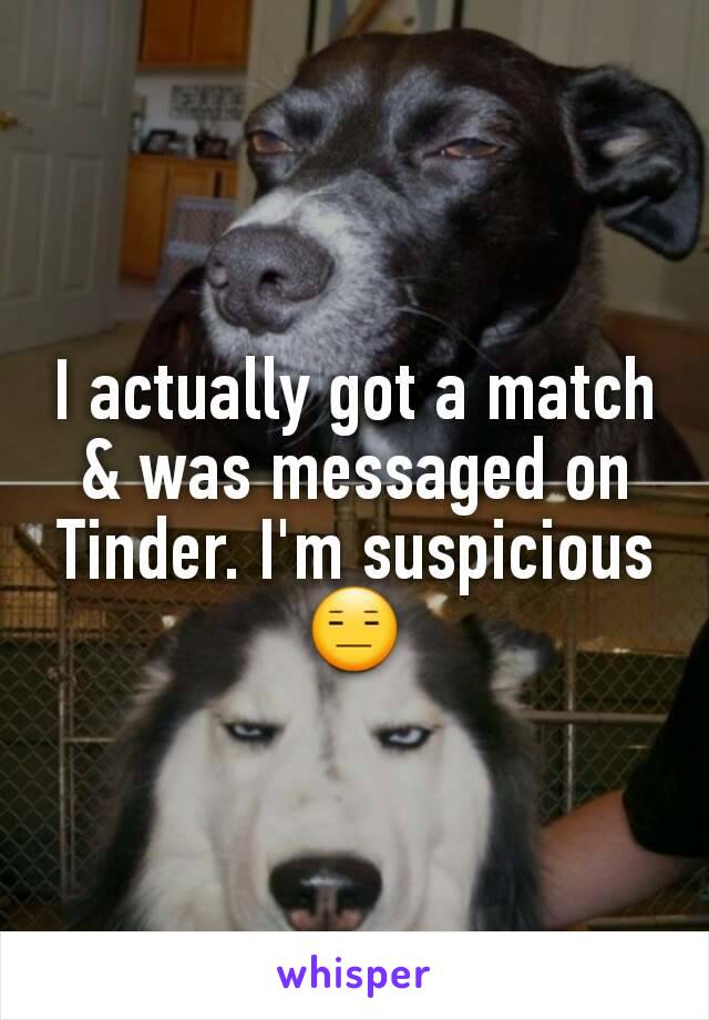 I actually got a match & was messaged on Tinder. I'm suspicious 😑