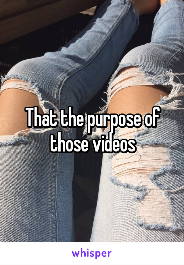 That the purpose of those videos