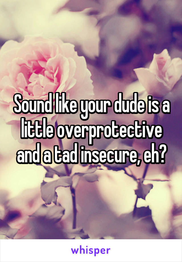 Sound like your dude is a little overprotective and a tad insecure, eh?
