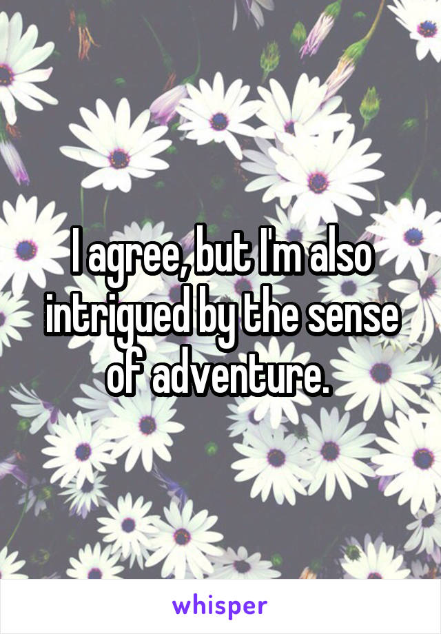 I agree, but I'm also intrigued by the sense of adventure. 