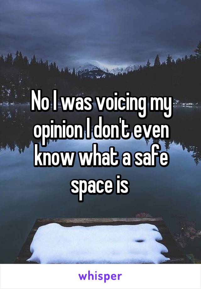 No I was voicing my opinion I don't even know what a safe space is 