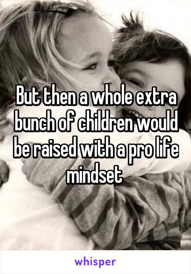 But then a whole extra bunch of children would be raised with a pro life mindset 