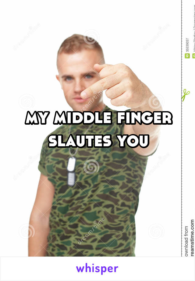 my middle finger
slautes you
