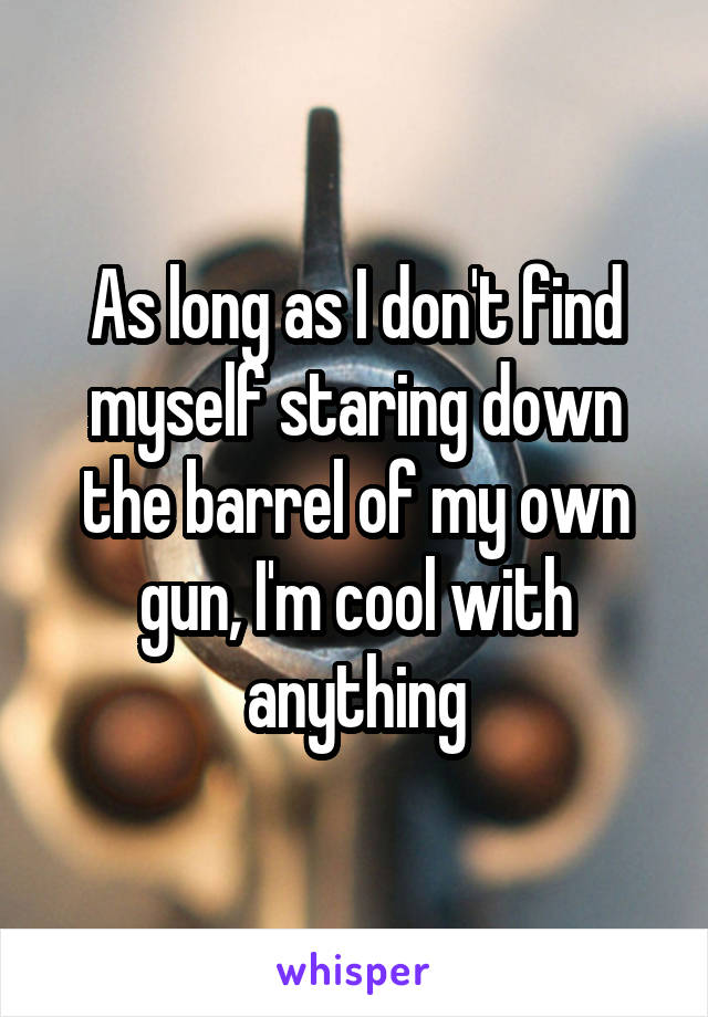 As long as I don't find myself staring down the barrel of my own gun, I'm cool with anything