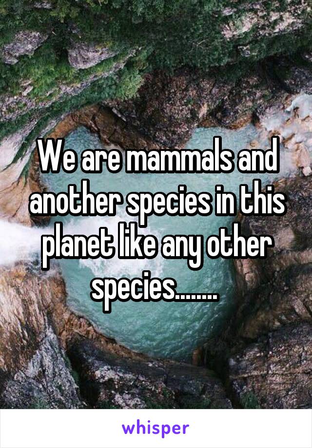We are mammals and another species in this planet like any other species........ 