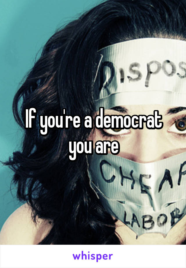 If you're a democrat you are