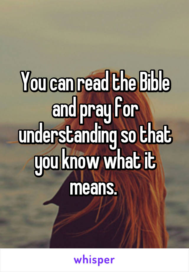 You can read the Bible and pray for understanding so that you know what it means. 