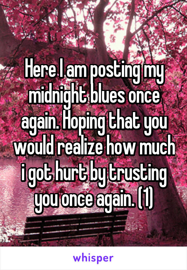 Here I am posting my midnight blues once again. Hoping that you would realize how much i got hurt by trusting you once again. (1)