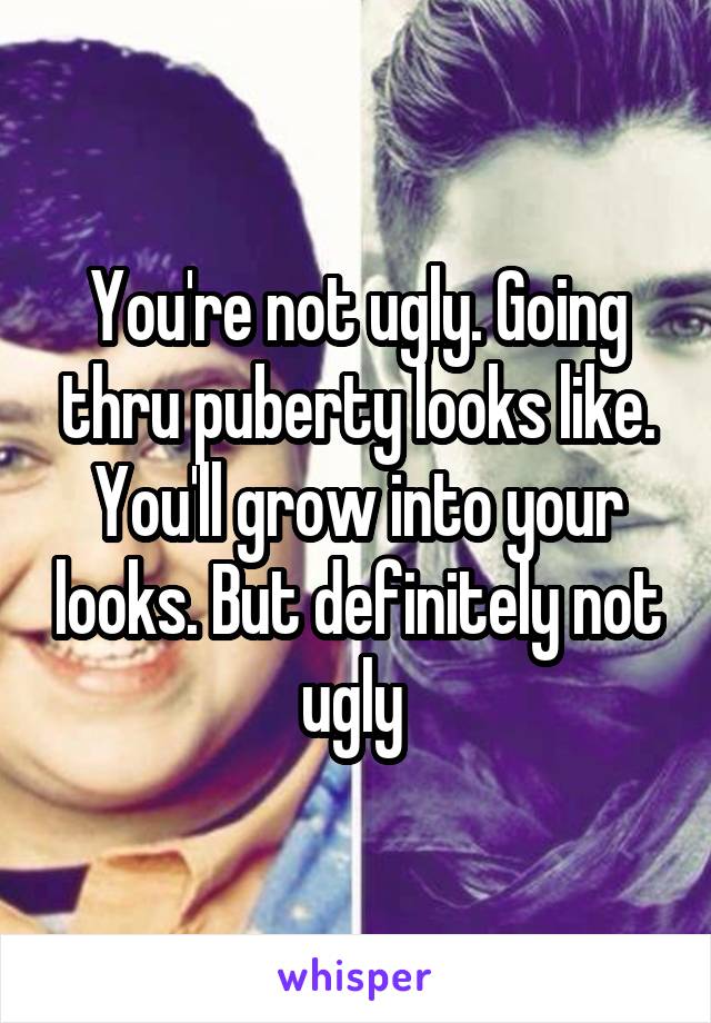 You're not ugly. Going thru puberty looks like. You'll grow into your looks. But definitely not ugly 