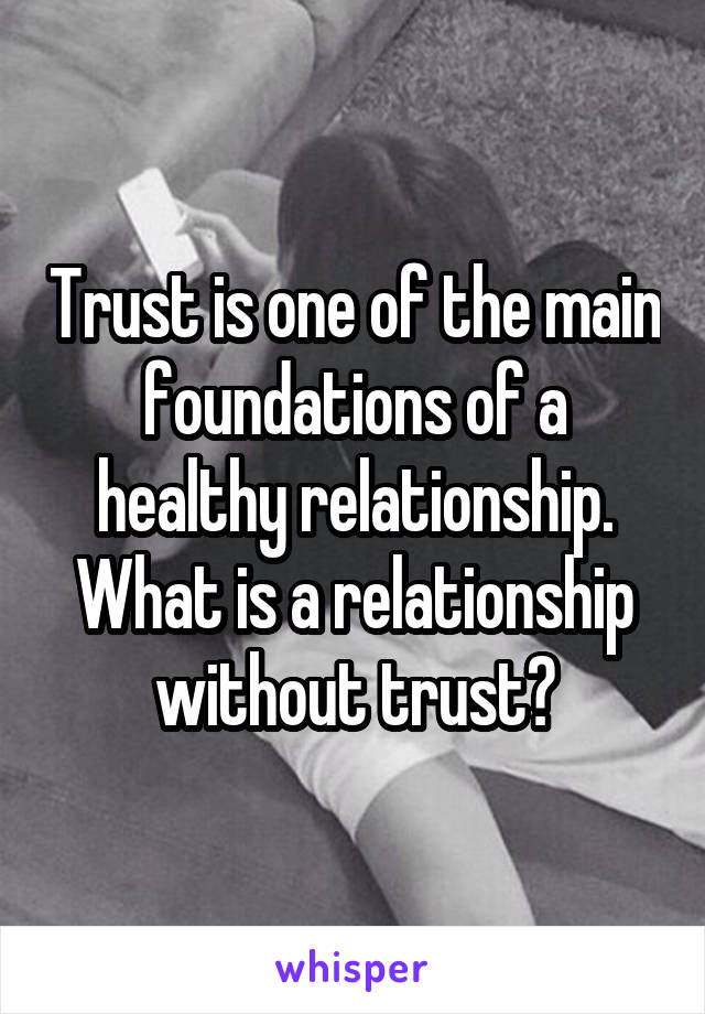Trust is one of the main foundations of a healthy relationship. What is a relationship without trust?