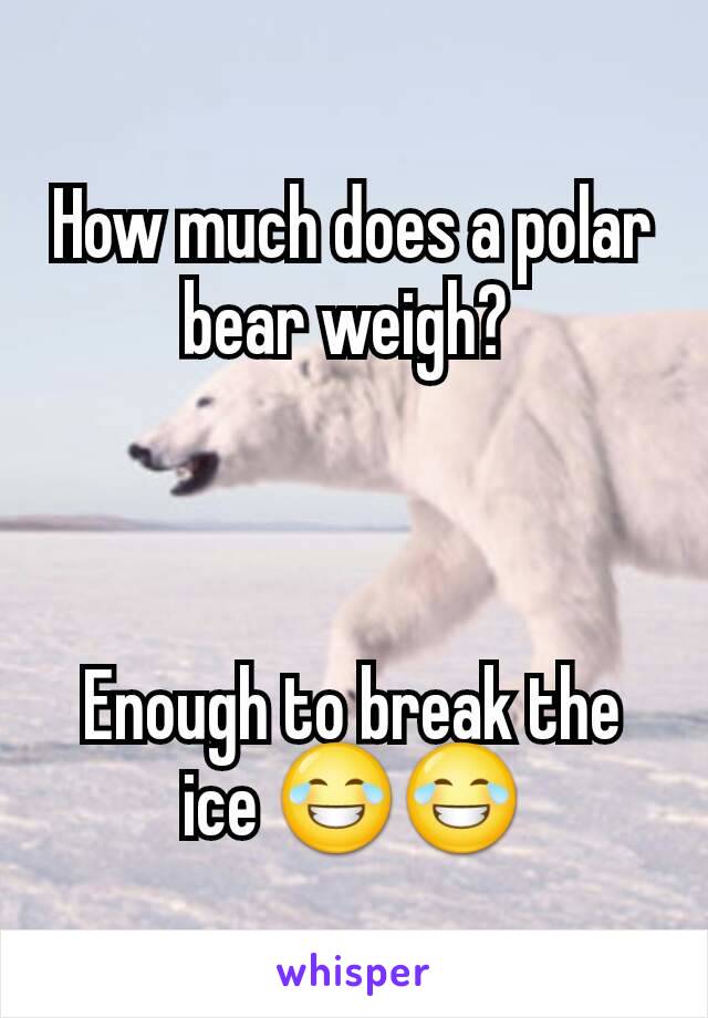 How much does a polar bear weigh? 



Enough to break the ice 😂😂