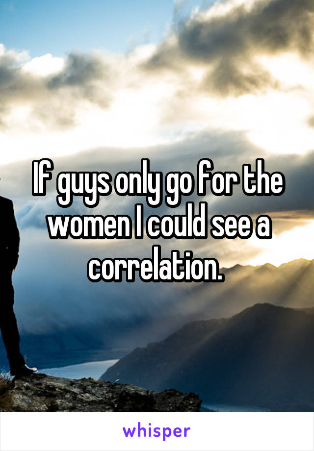 If guys only go for the women I could see a correlation. 