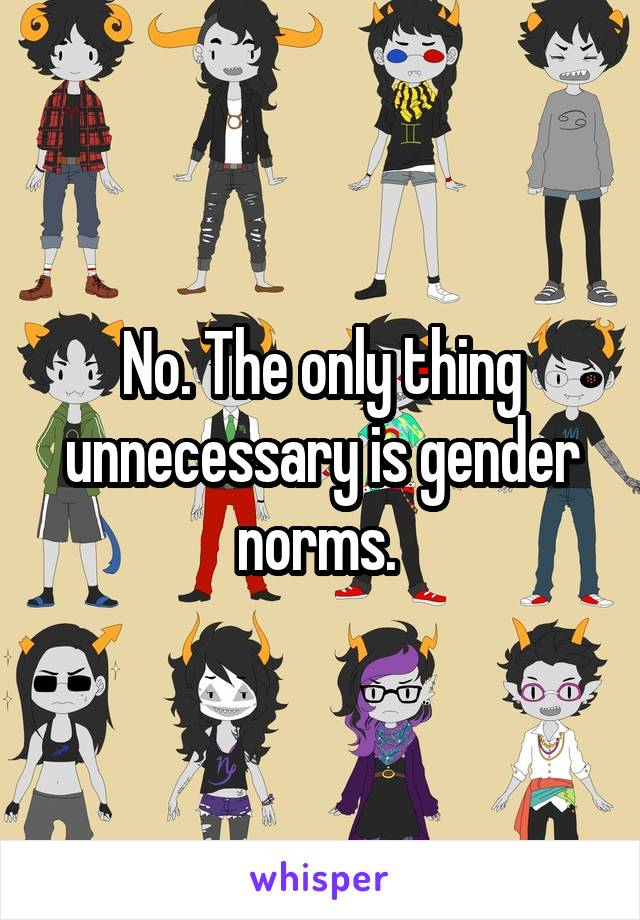 No. The only thing unnecessary is gender norms. 
