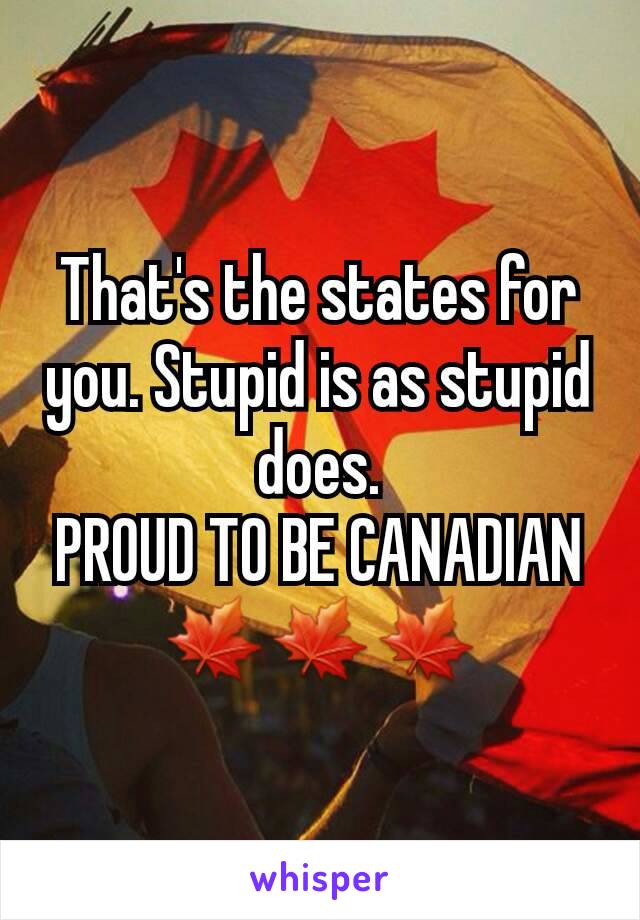 That's the states for you. Stupid is as stupid does.
PROUD TO BE CANADIAN
🍁🍁🍁