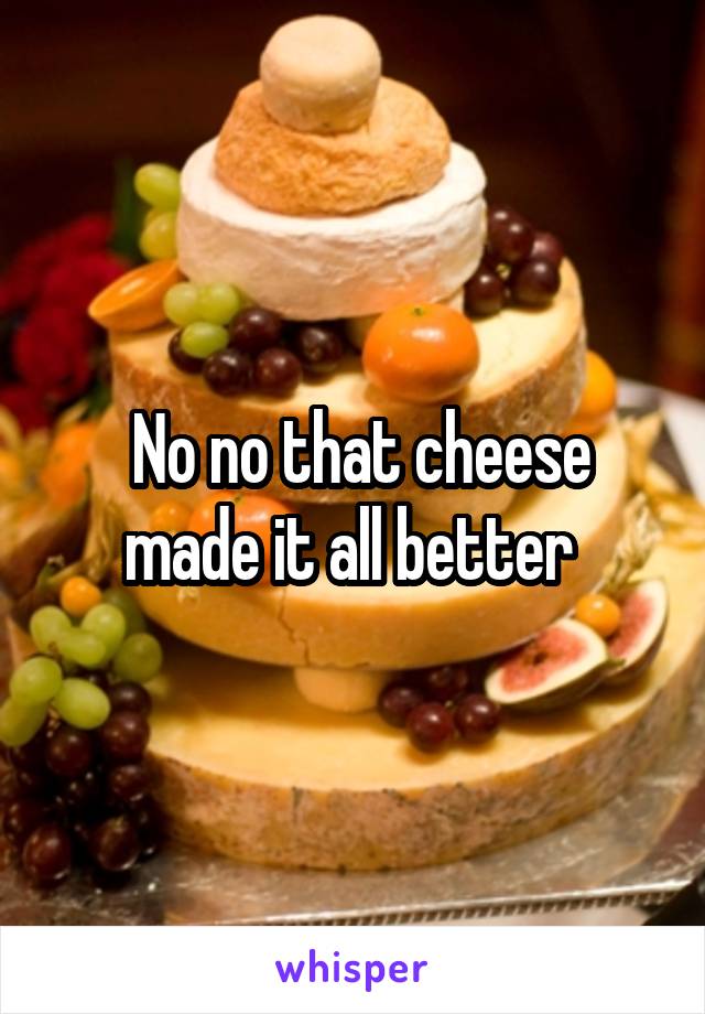  No no that cheese made it all better 