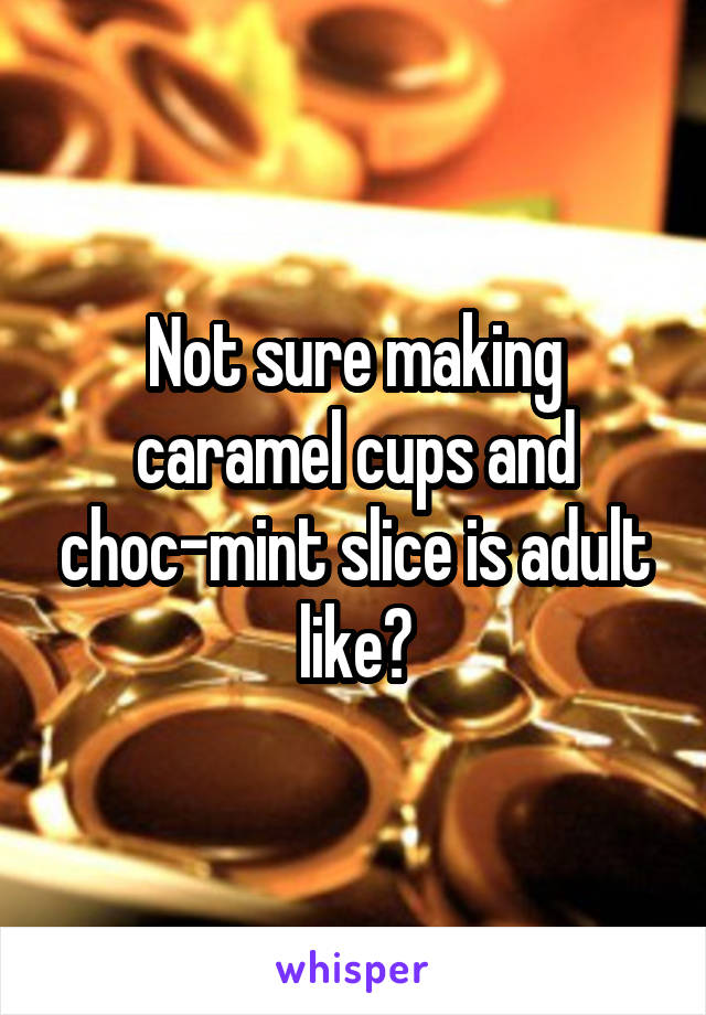 Not sure making caramel cups and choc-mint slice is adult like?