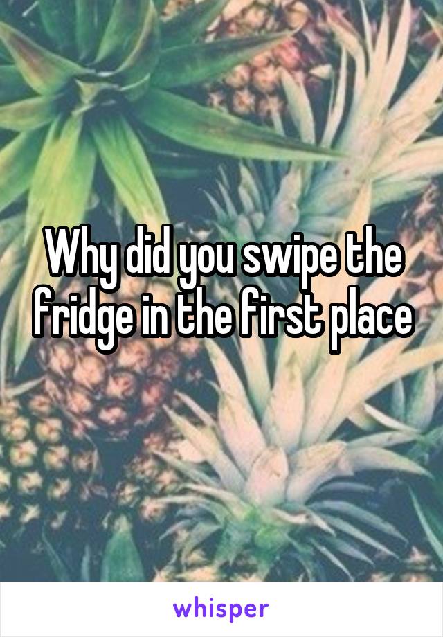 Why did you swipe the fridge in the first place 
