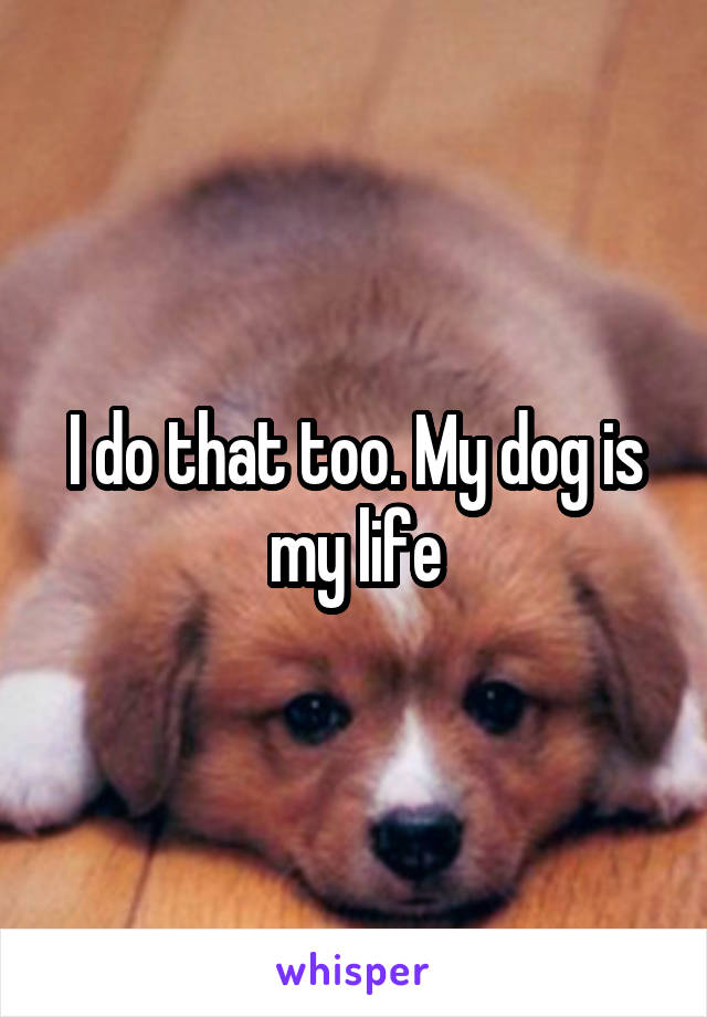 I do that too. My dog is my life
