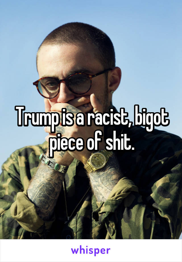 Trump is a racist, bigot piece of shit.