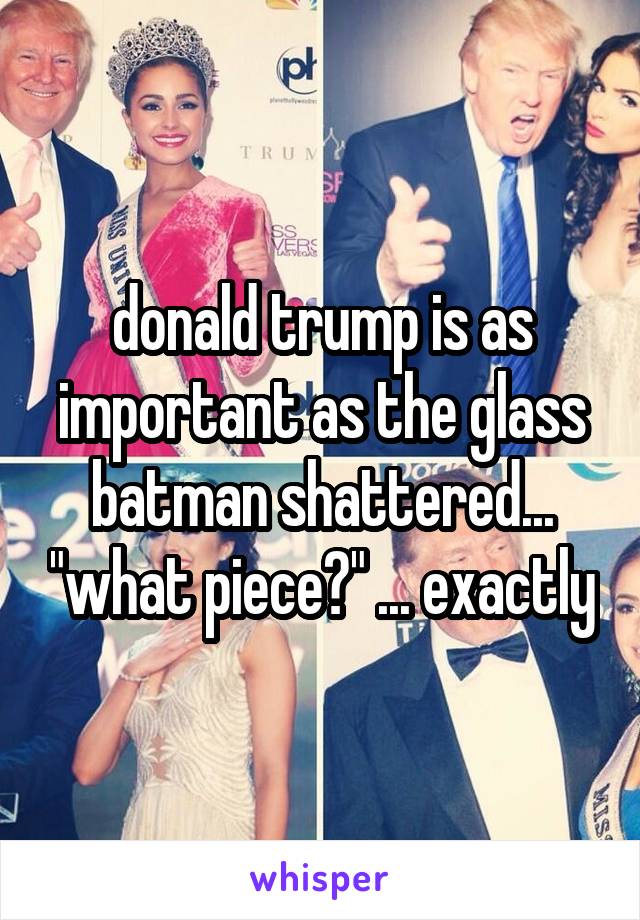 donald trump is as important as the glass batman shattered... "what piece?" ... exactly