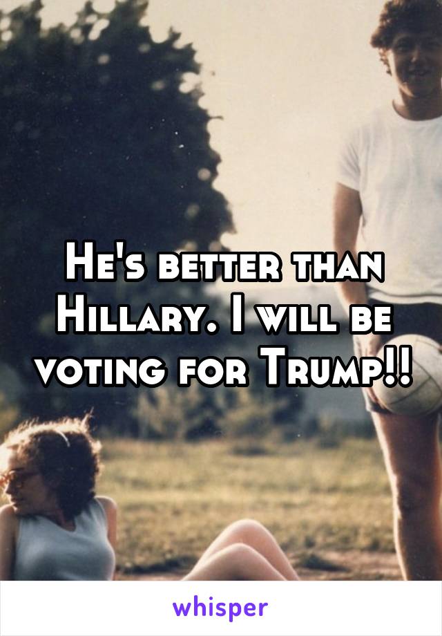 He's better than Hillary. I will be voting for Trump!!