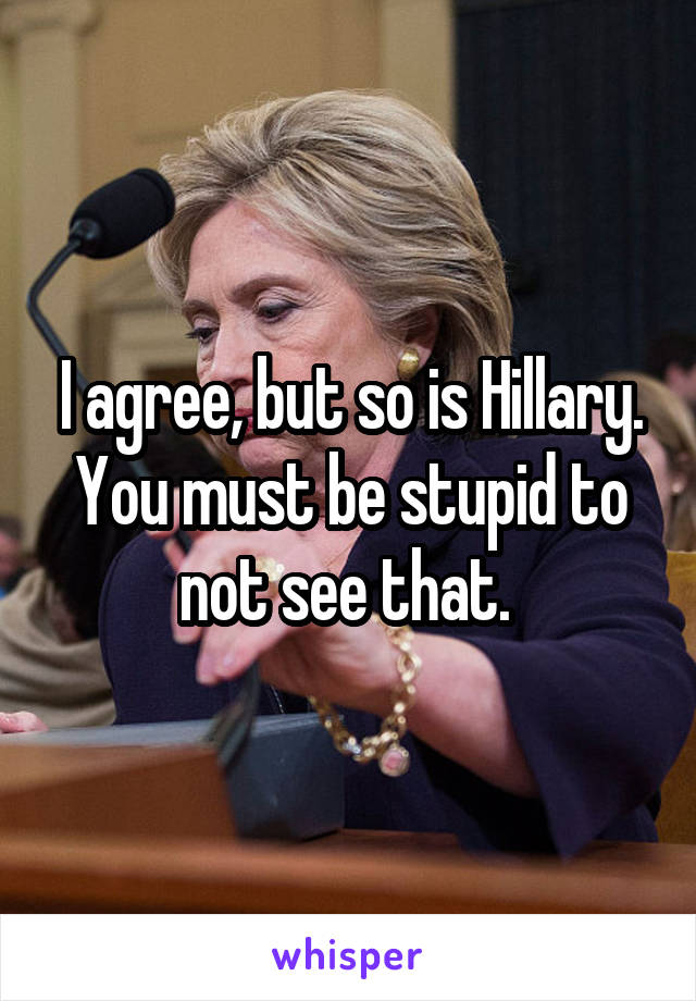 I agree, but so is Hillary. You must be stupid to not see that. 