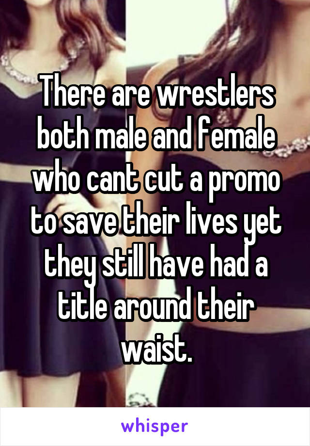 There are wrestlers both male and female who cant cut a promo to save their lives yet they still have had a title around their waist.