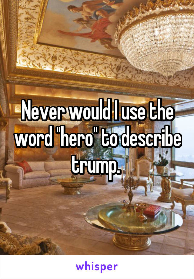 Never would I use the word "hero" to describe trump. 